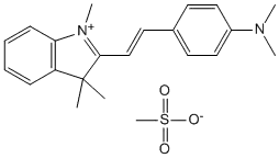Molecular Structure of 88519-85-1 (3H-Indolium, 2-[2-[4-(dimethylamino)phenyl]ethenyl]-1,3,3-trimethyl-,methanesulfonate)